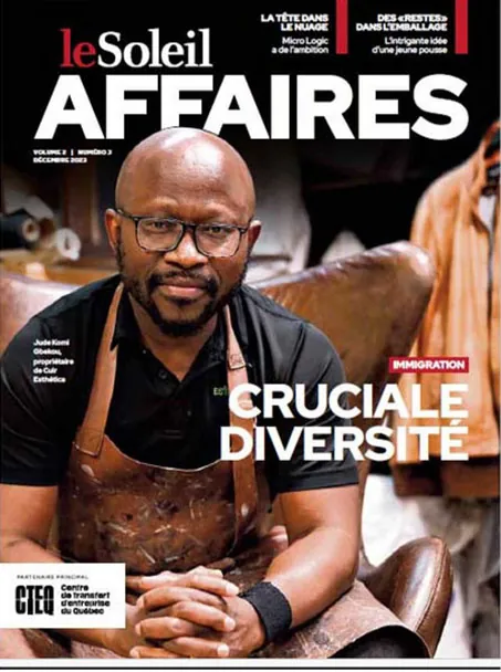 Couverture du Soleil Affaires de décembre 2023 avec Jude Gbekou